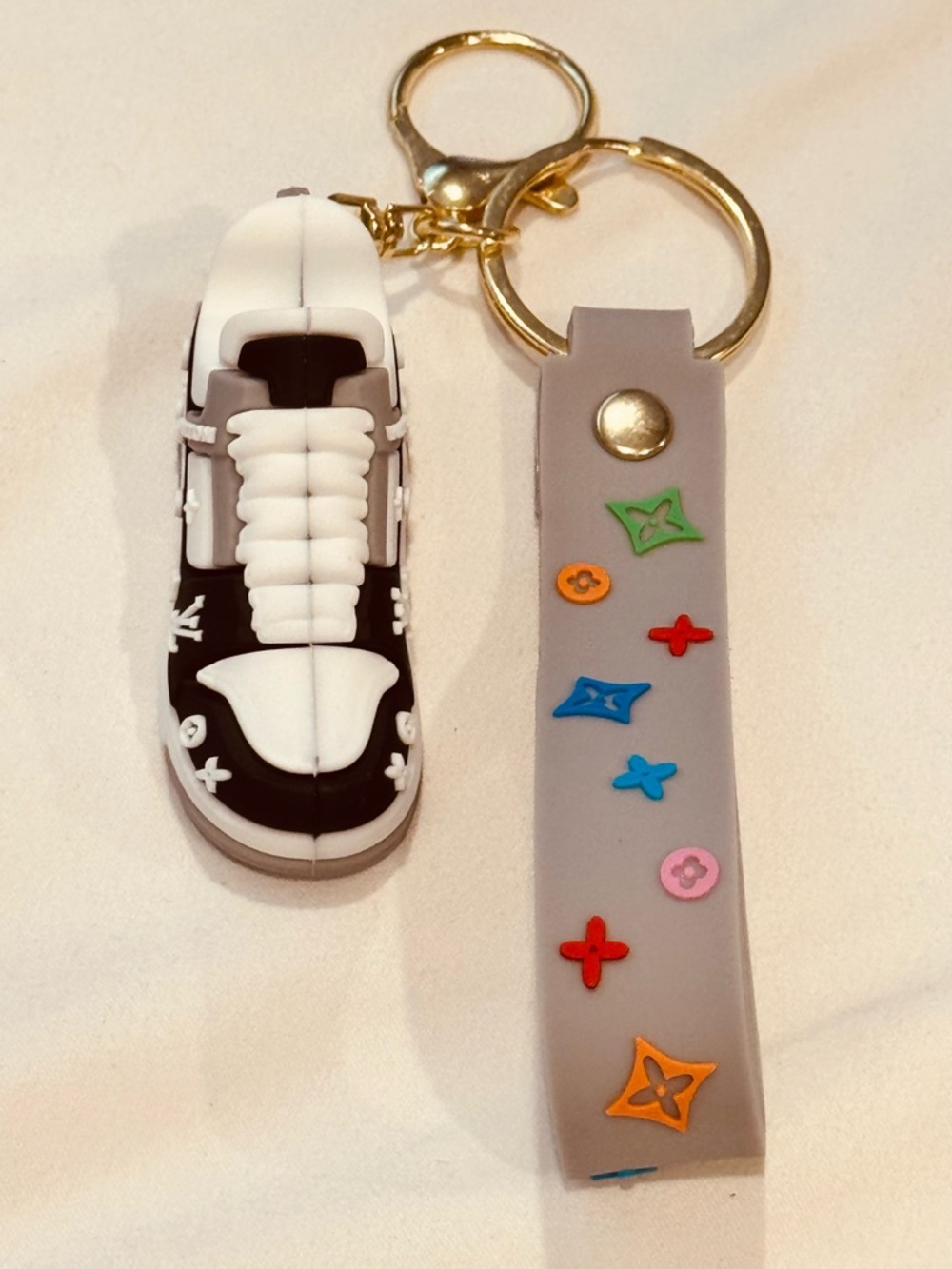 Gray Monogram Mini Sneaker BagCharm Coquette Wristlet Novelty Gift NWOT